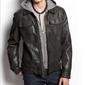Men’s medium leather hooded Levi’s jacket